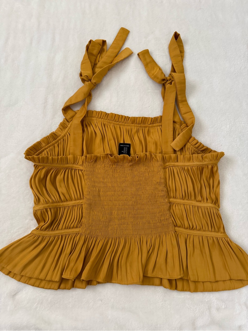 Rachel Zoe 2 Piece Mustard Pleated Skirt Set Tie Strap Boho Size M - Picture 6 of 10